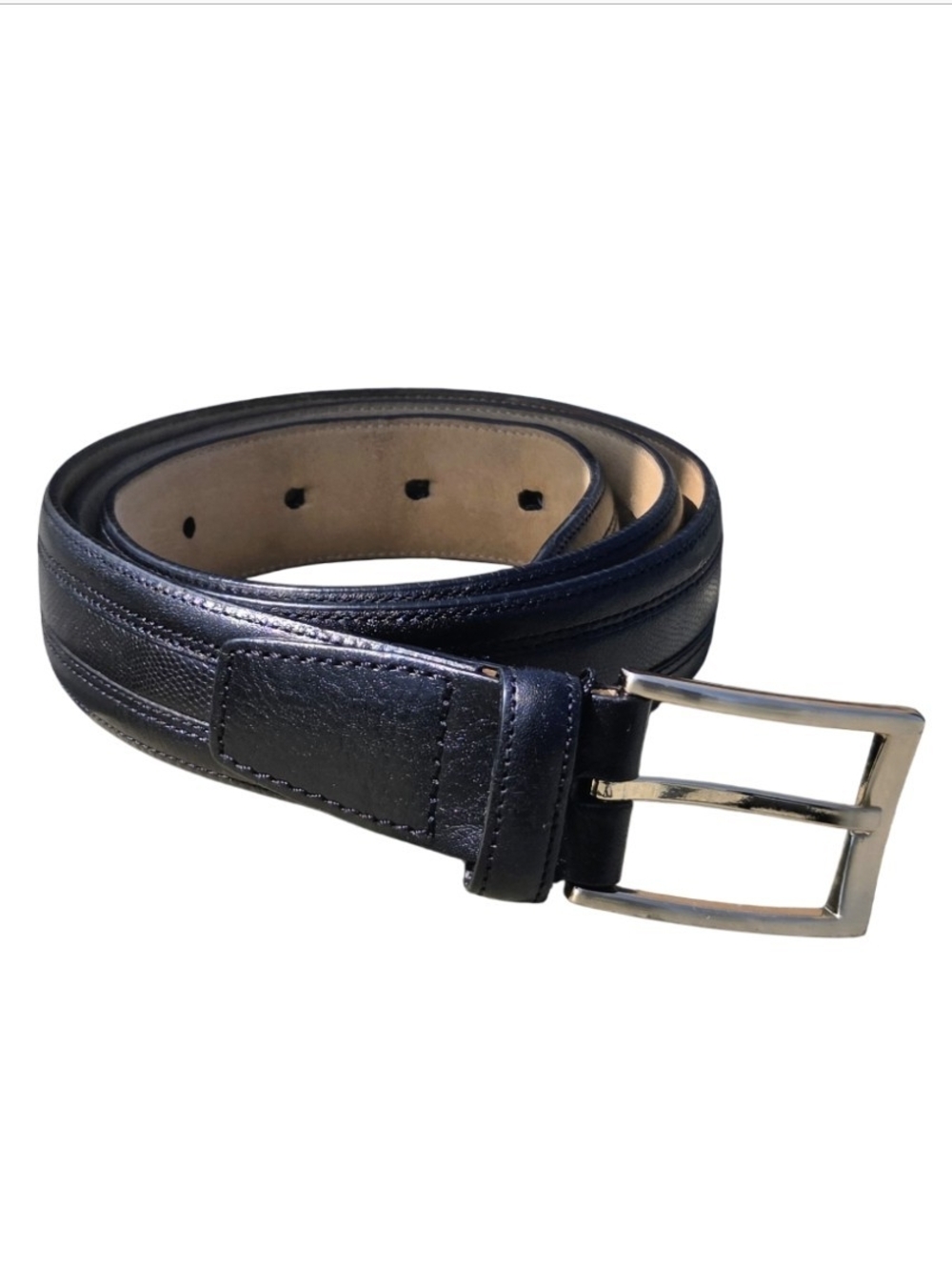 Donald J. Trump Signature Collection Black Leather Belt with Brass Buckle 36/90